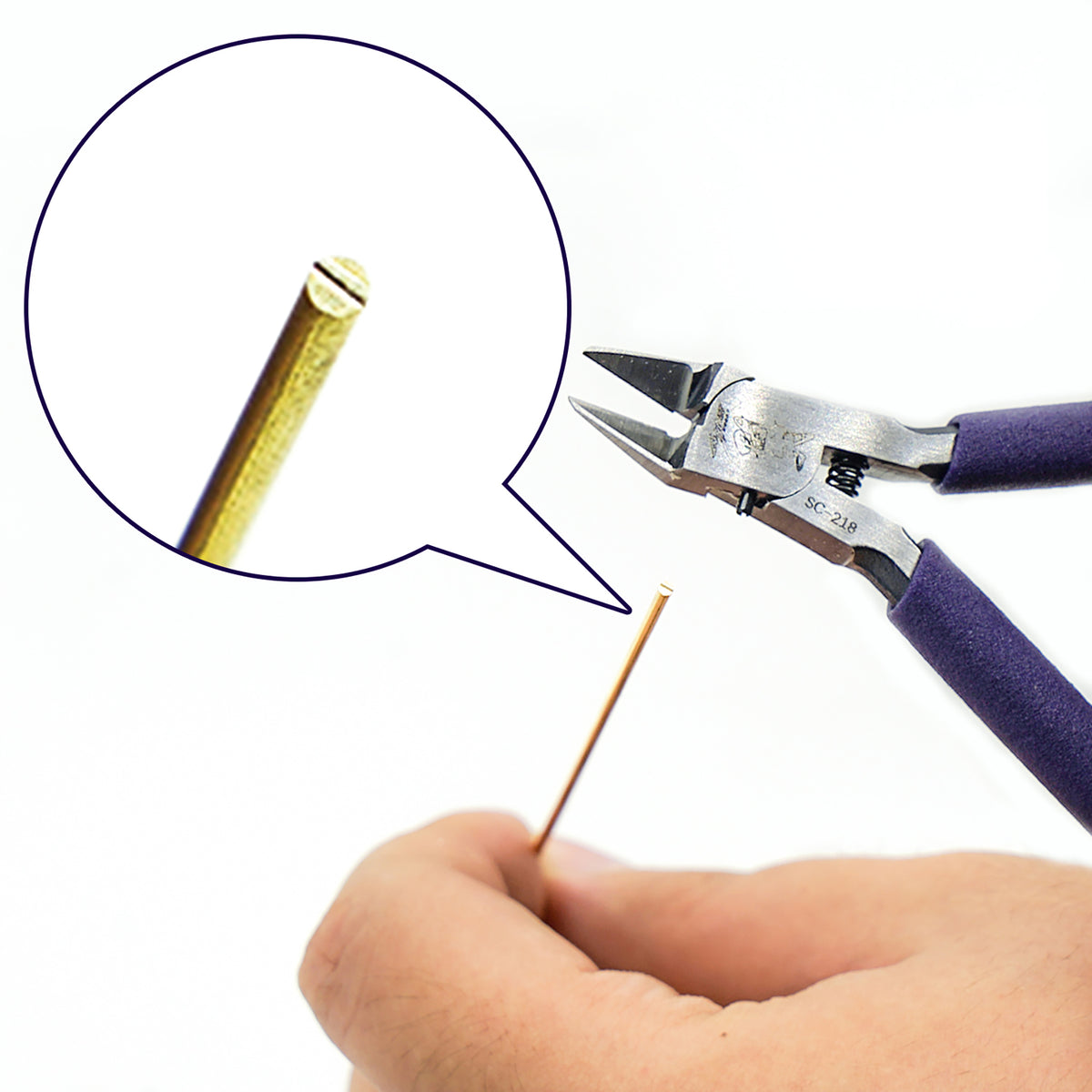G-Host High-Strength Double Blade Nipper — nipper cutting a thin metal rod