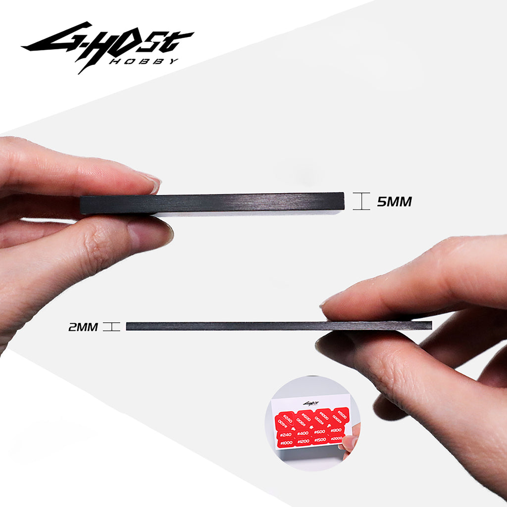 G-Host Carbon Fibre Sanding Board Set — side profiles comparing board thickness