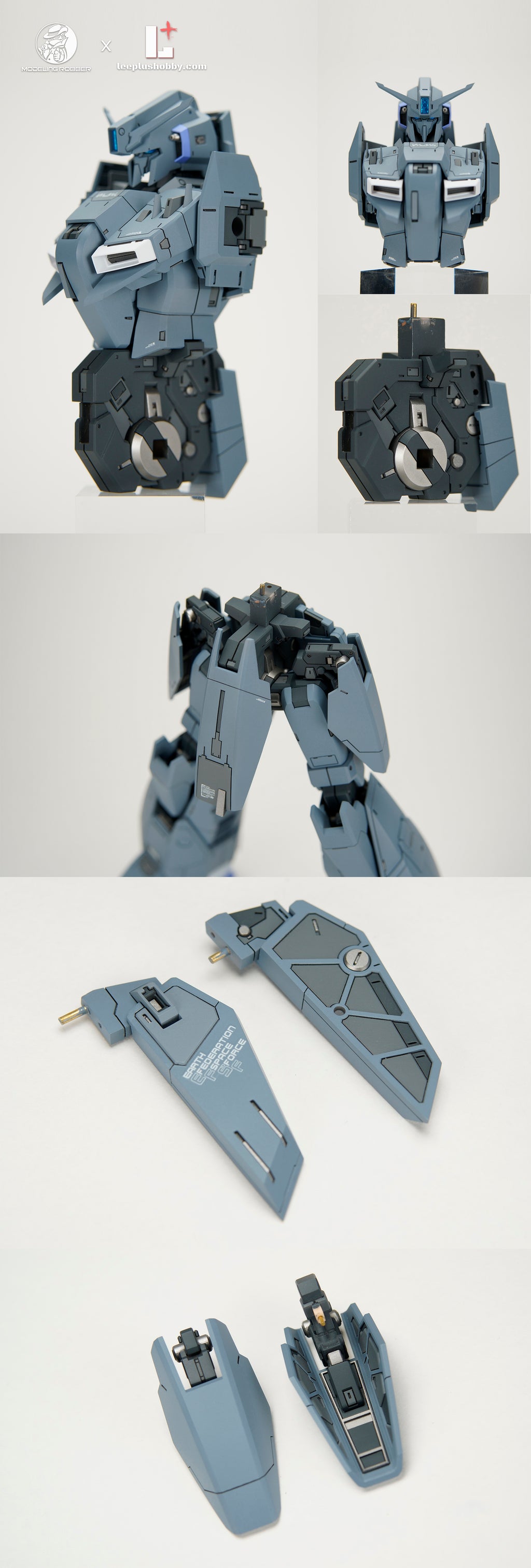 Modeling Robber 1/100 MSZ-006 Z Plus C4 resin kit — blue-grey torso and loose armour components