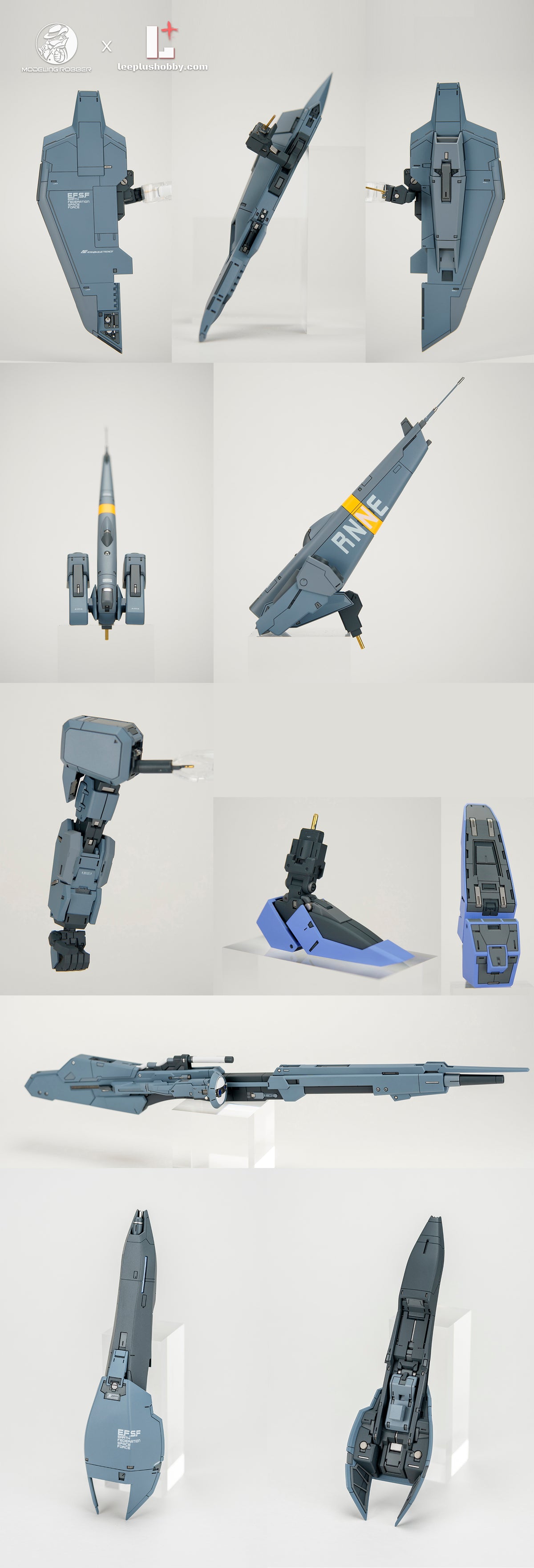 Modeling Robber 1/100 MSZ-006 Z Plus C4 resin kit — blue-grey weapons, limbs and flight components