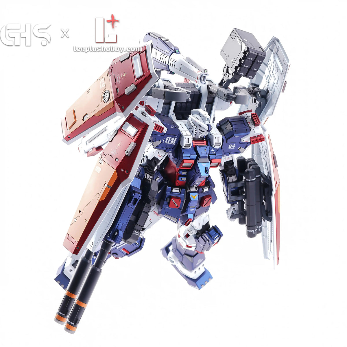 GHS MG 1/100 FA-78 Full Armor Gundam Ver.Ka conversion — elevated view with shoulder equipment and shields