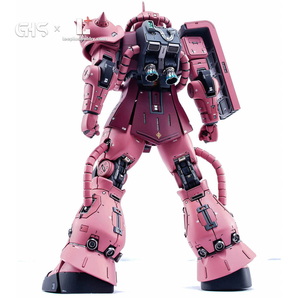 GHS MG 1/100 MS-06S Zaku Ver. 2.0 conversion — red model full-body rear view