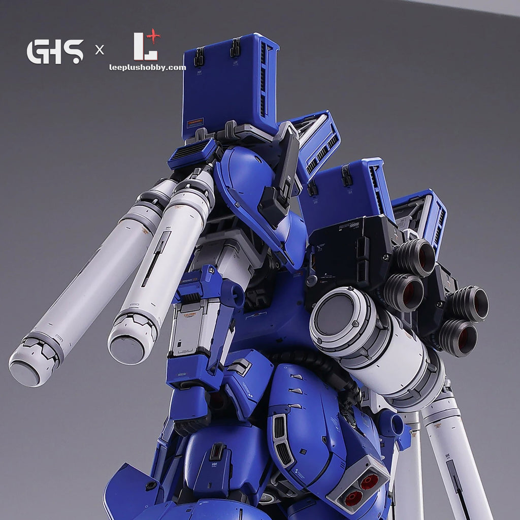 GHS 1/100 RMS-14 Xeku-Eins resin kit — rear three-quarter view of backpack and weapons