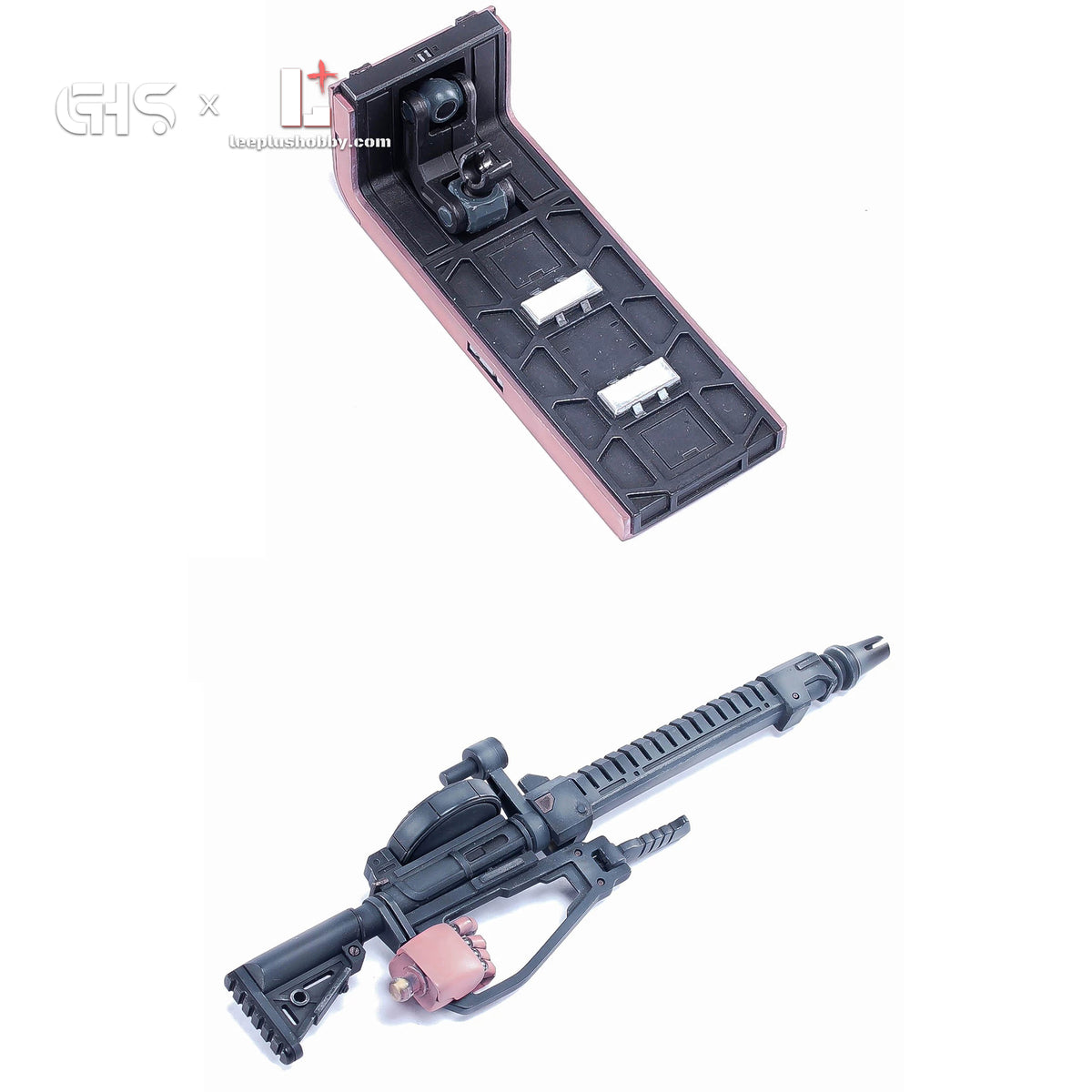 GHS MG 1/100 MS-06S Zaku Ver. 2.0 conversion — shield interior and rifle displayed separately