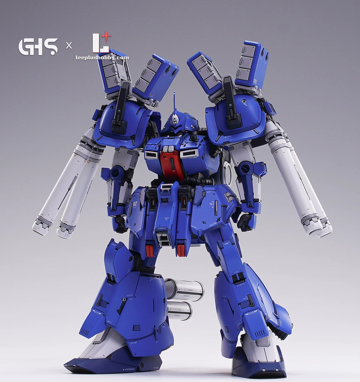 GHS 1/100 RMS-14 Xeku-Eins resin kit — full-body front view with long weapon barrels