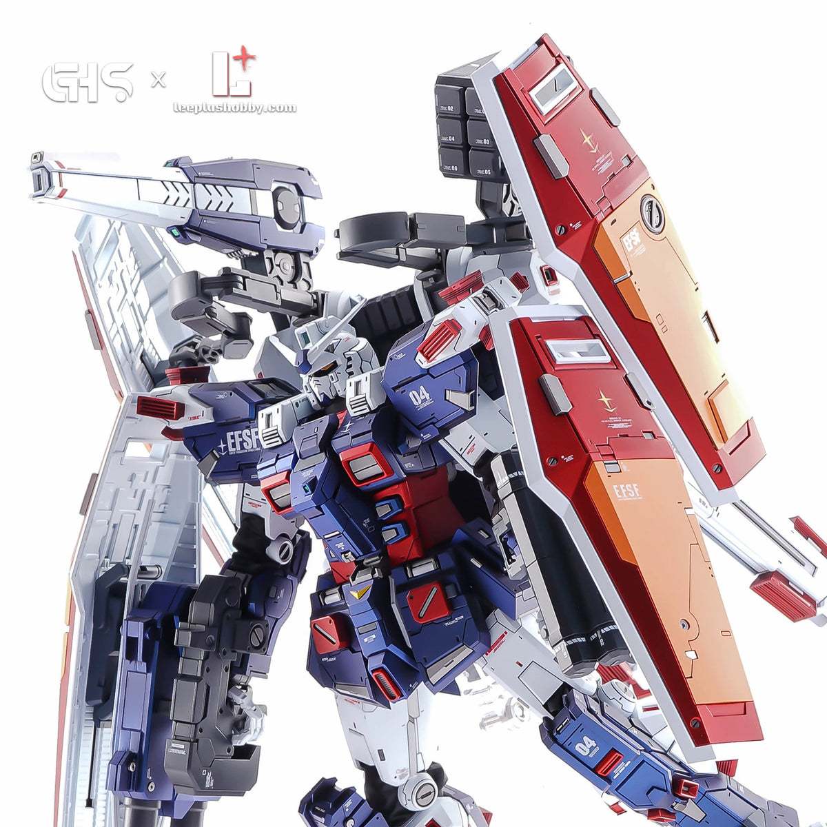 GHS MG 1/100 FA-78 Full Armor Gundam Ver.Ka conversion — head and chest surrounded by shields and weapons