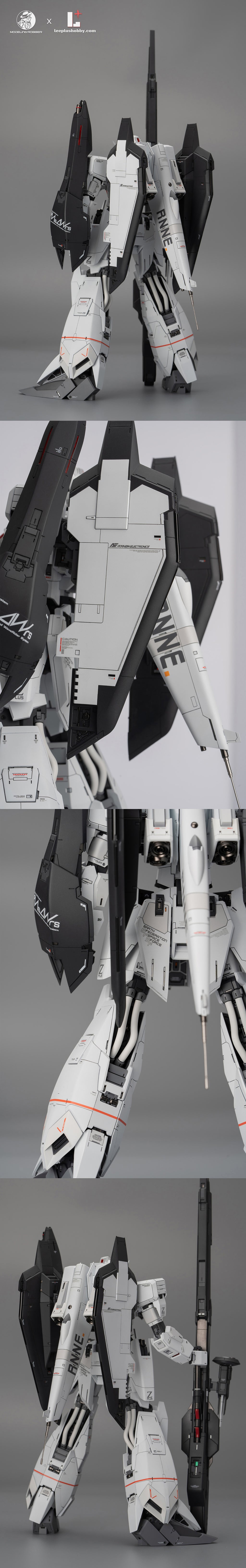 Modeling Robber 1/100 MSZ-006 Z Plus C4 resin kit — white model standing and backpack photo collage